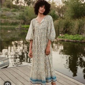 Christy Dawn Cream and Blue Maxi Dress